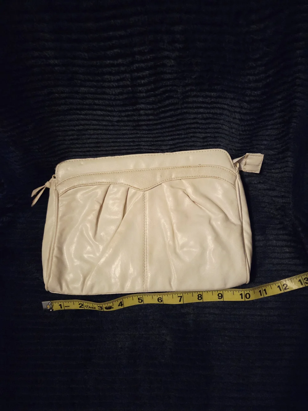 80s Vintage Cream Pleated Clutch